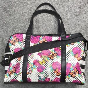 Betsey Johnson Duffel Bag Pink Roses & Butterflies